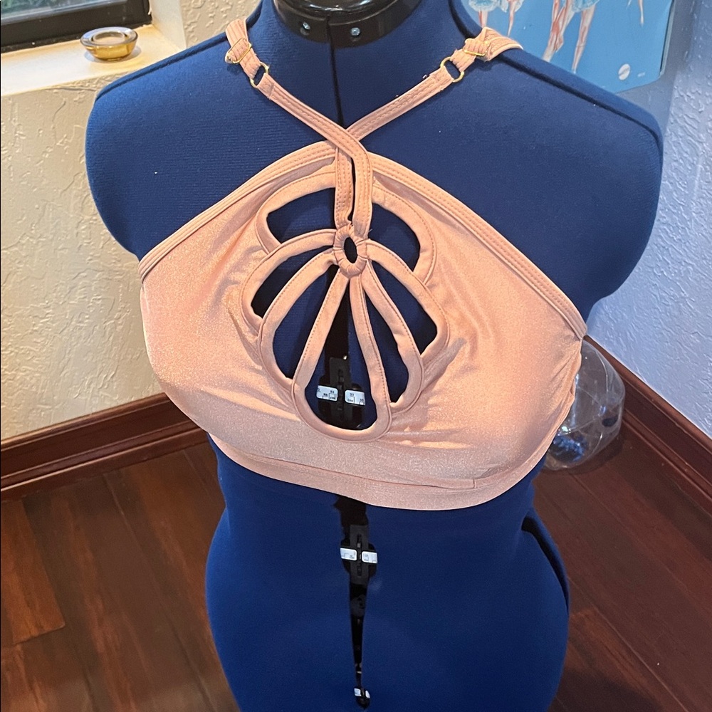 Bandurska Design Nude Halter Cutout Top